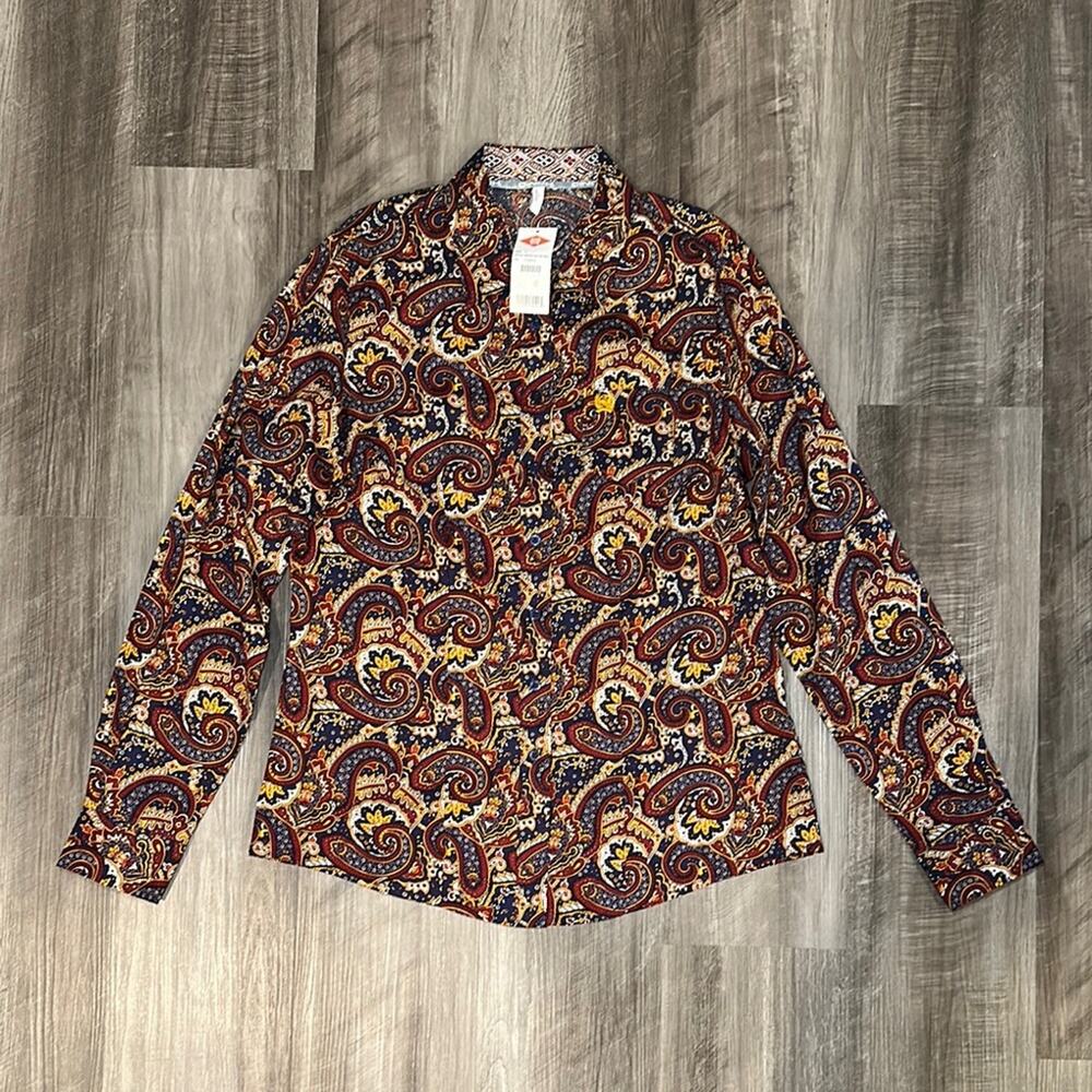 Cinch Western Paisley Longer Tail/Sleeves Long Sleeve Button Down - Large